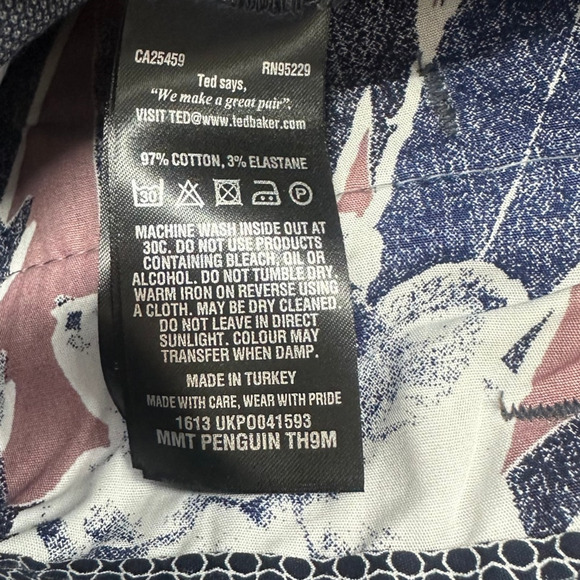 Ted Baker Penguin Slim Fit Classic Trouser Pants Mid Blue Mens Size 31R 31X31 - Picture 5 of 9